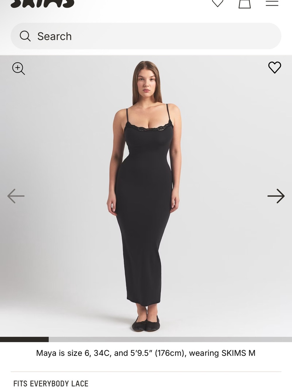 SKIMS Black Lace Maxi Slip Dress